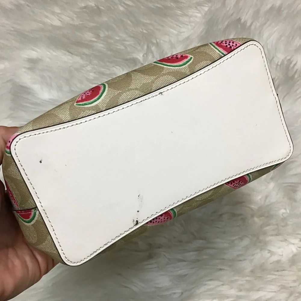 Coach Small Town Bucket Bag in Signature Canvas with a watermelon print. EUC - Picture 16 of 16